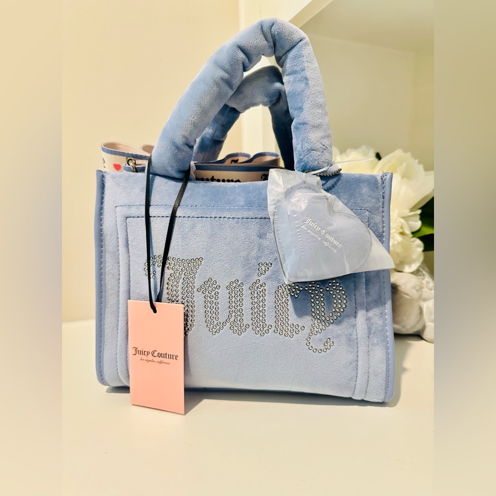 Juicy Couture Big Spender Mini Tote Purse Suede Blue